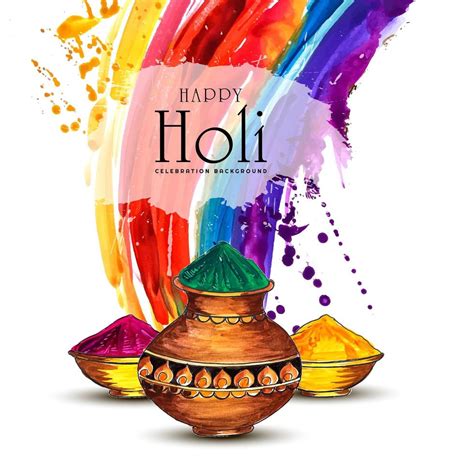 Happy Holi Card With Gulal And Rainbow Splash 701652 Vector Art At Vecteezy