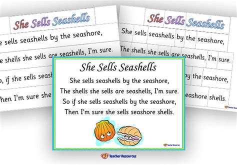 She Sells Seashells Tongue Twister Poem K 3 Teacher Resources