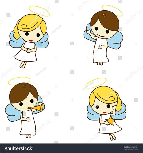 Four Angels Cartoon Stock Vector 162563981 Shutterstock