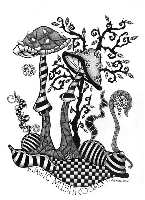 Trippy Mushrooms Drawings