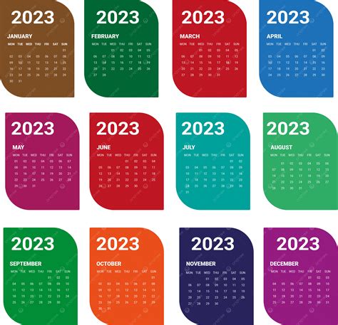 سنة سعيدة 2023 تقويم كل شهر 2023 التقويم 2023 تقويم عام 2023 Png