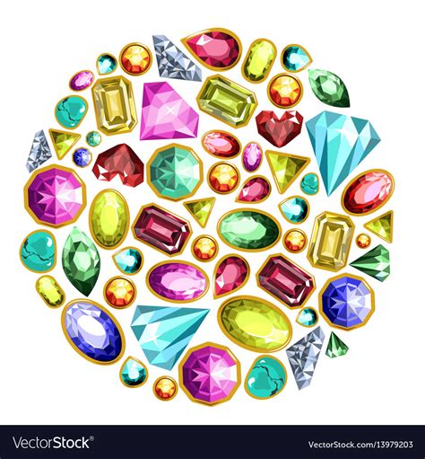 Gems And Diamonds Isolated Icons Set Royalty Free Vector