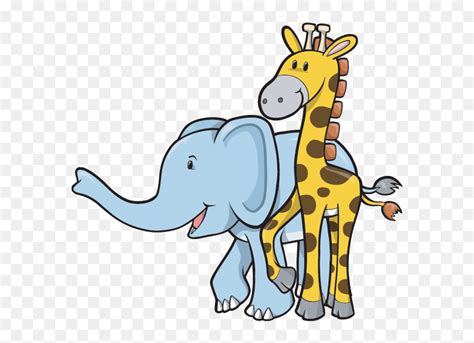 Clipart Giraffe Elephant Elephant And Giraffe Clip Art Hd Png