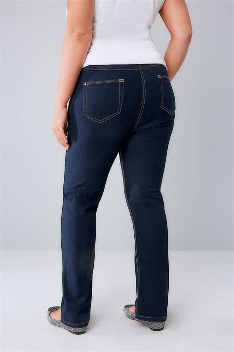 Indigo Straight Leg 5 Pocket Denim Ruby Jeans Plus Size 14 To 36