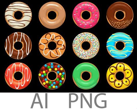 Donuts Clip Art Rainbow Donuts Donuts Png Donuts Ai Donuts Etsy
