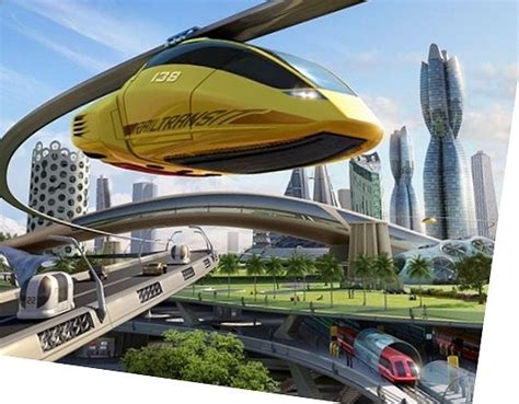 Future Urban Transport Vehicles Trains And Personal Monorails Of The