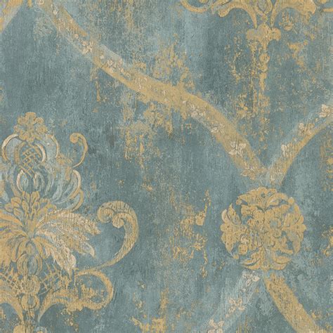 Light Green And Gold Damask Ch28248 Wallpaper Traditional