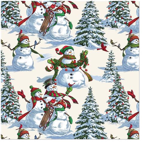 Snowman And Trees Wrapping Paper Roll 45 Sq Ft Holiday Wrapping