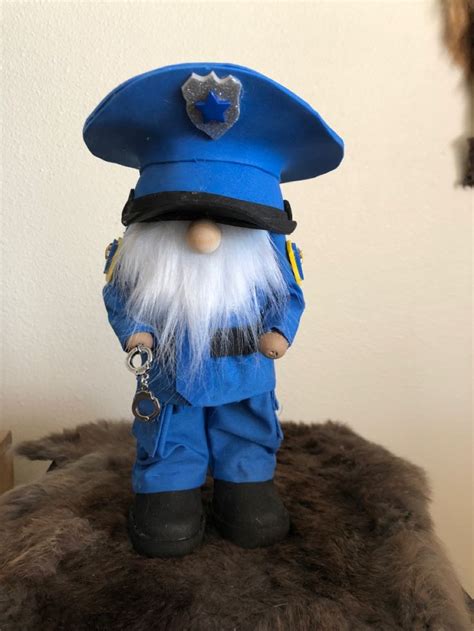 Policeman Gnome In 2024 Gnomes Crafts Diy Gnomes Gnomes Diy