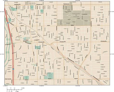 Tucson Map With Local Streets In Adobe Illustrator Vector Format