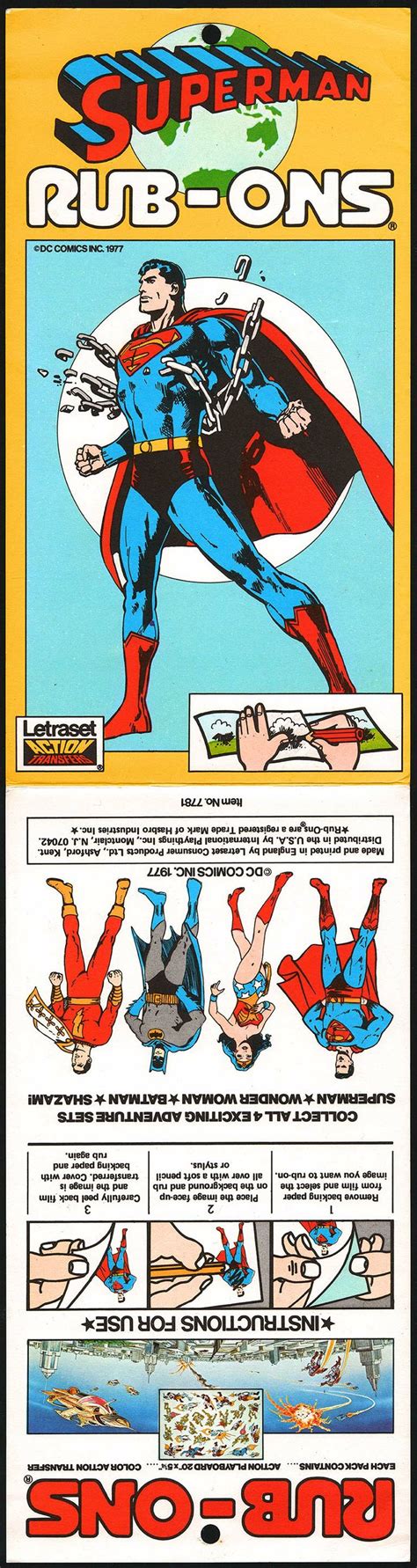 Superman Rub Ons Superman Comic Books Comic Book Cover