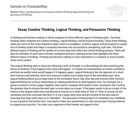 ⇉essay Creative Thinking Logical Thinking And Persuasive Thinking