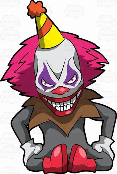 Clown Cartoon Clowns Creepy Evil Clipart Sitting
