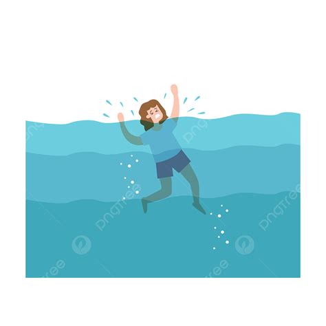 Drown Clipart Vector Girl Drowning Concept Illustration Character