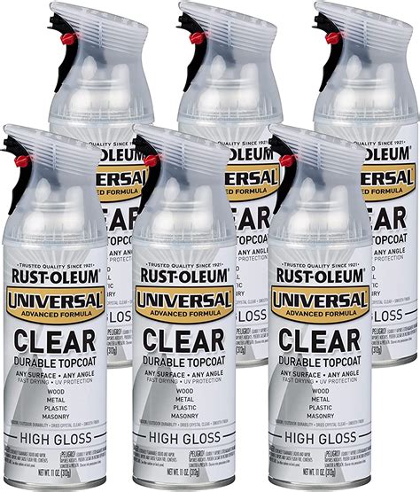 Rust Oleum 302110 6pk Universal All Surface Clear Topcoat Spray 11 Oz