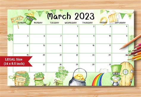 Editable March 2023 Calendar St Patricks Day Planner Etsy In 2023