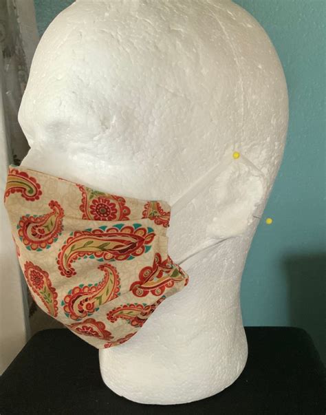 Paisley Striped Face Mask Reversible Floral Face Cover Etsy