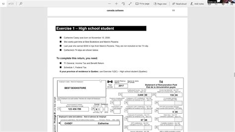 Filling Out A Canadian Income Tax Form T1 General And Schedule 1