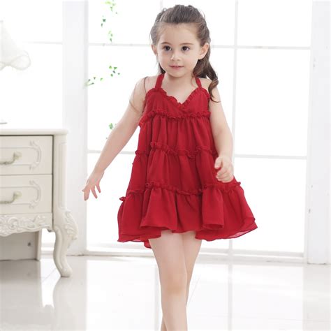 Cotton Baby Girls Slip Dresses Solid Color Beach Casual Kids Summer