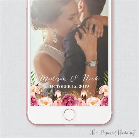 Pink Floral Wedding Snapchat Filter Rustic Pink Flower And
