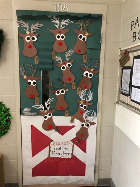 Reindeer Stable Door Decor Classroom Christmas Decorations Christmas