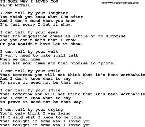 In Some Way I Loved Youtxt By Ralph Mctell Lyrics And Chords