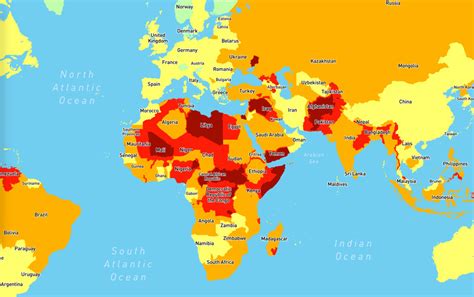 Animated Map Reveals The Most Dangerous Countries Across The Globe For