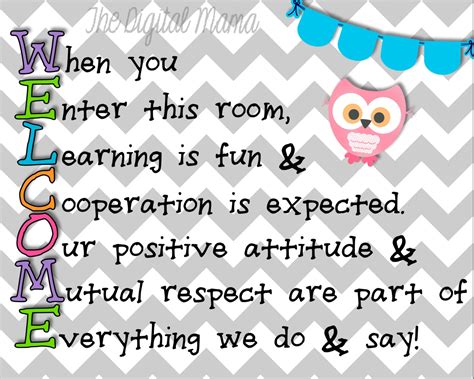 8x10 Classroom Welcome Poster Digital Download