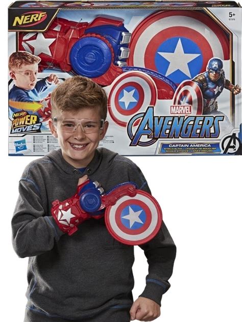 Avengers Nerf Power Moves Shield Sling Disk Slunga Captain America E7375