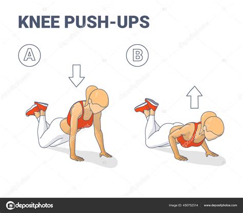 knee push ups female home workout exercise guidance illustration girl working on her triceps