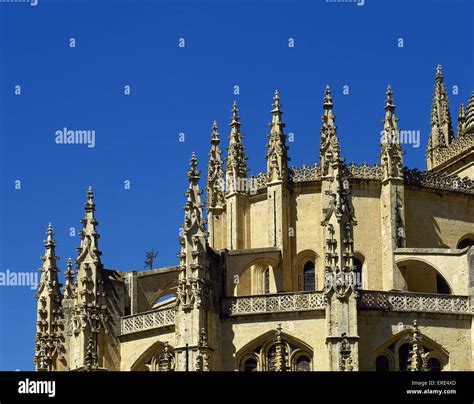 Spain Leon Gothic Cathedral 13th 14th Centuries Pinnacles Stock
