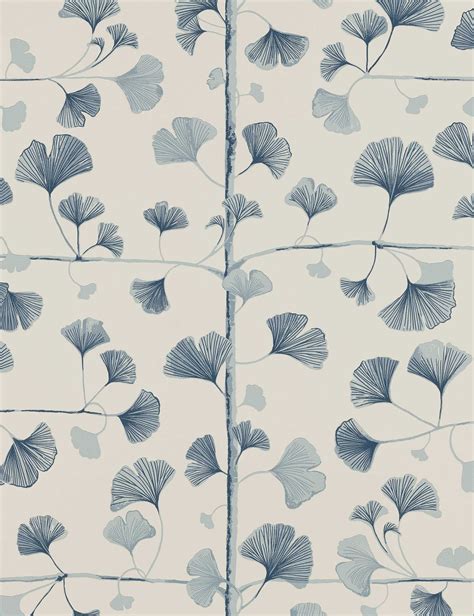 Scalamandre Gingko Wallpaper In 2021 Leaf Wallpaper Navy Wallpaper