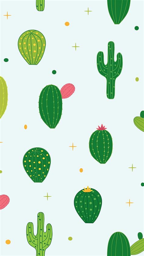 Cactus Pattern Aesthetic Botanical Nature Cactus Green Desert