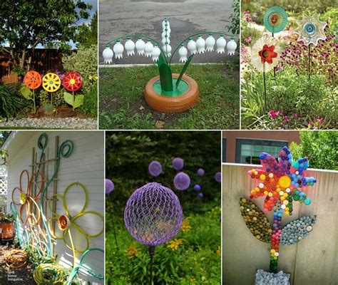 10 Creative Flower Crafts For Garden Made From Recycled Materials