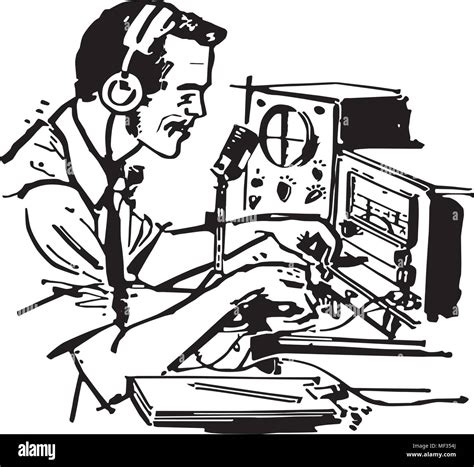 Ham Radio Operator Retro Clipart Illustration Stock Vektorgrafik Alamy