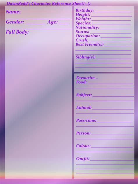 Character Sheet Writing Character Sheet Template Character Reference