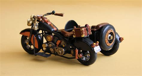 Steampunk Motorbike With Sidecar Scale 1 12 Bike Side Decorate By