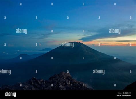 Mt Merbabu Volcano Central Java Indonesia From Merapi Volcano Stock