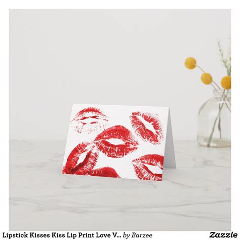 Lipstick Kisses Kiss Lip Print Love Valentine Card Zazzle Lips