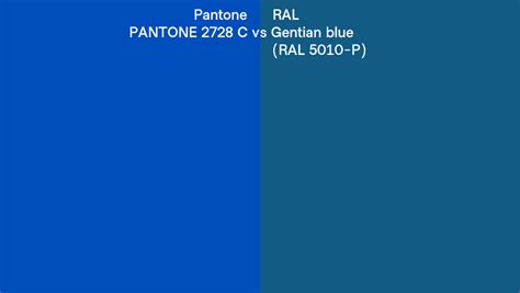 Pantone 2728 C Vs Ral Gentian Blue Ral 5010 P Side By Side Comparison