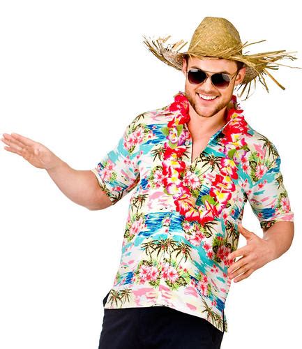 Hawaiian Shirts Straw Hat Mens Fancy Dress Beach Party Adults Hawaii