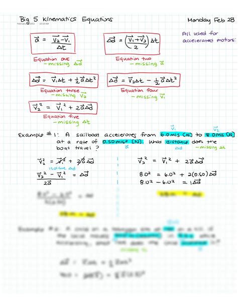 Solution Big 5 Kinematics Equations Studypool