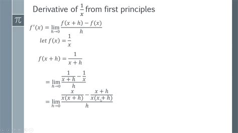 How To Find The Derivative Of 1x From First Principles Youtube