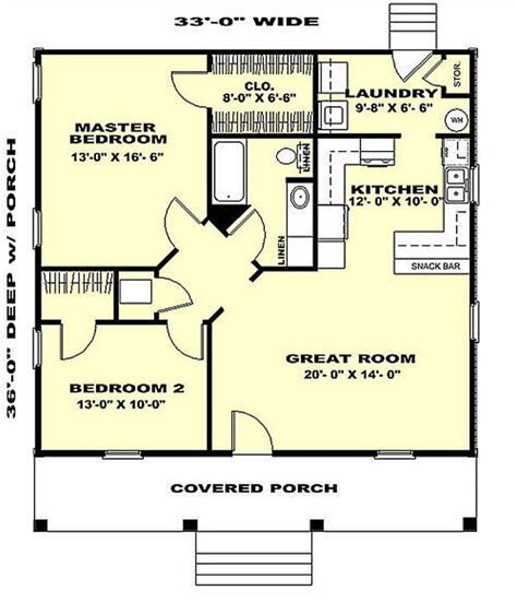 Small Country House Plan 2 Bedrms 1 Baths 1007 Sq Ft 123 1035