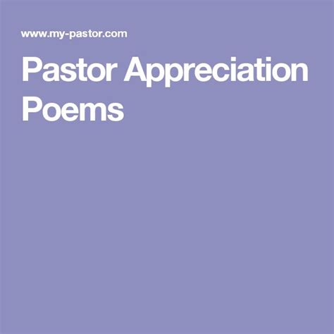 Pastor Appreciation Poems Pastor Appreciation Poems