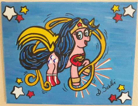 My Little Pony Dressed As Wonder Woman Acrylic Painting