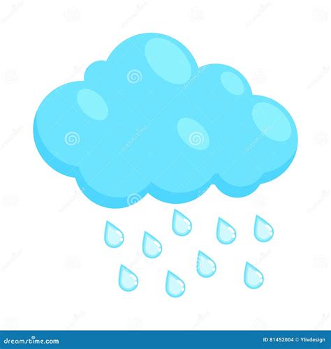 Cloud With Rain Drops Icon Cartoon Style Stock Vector Illustration