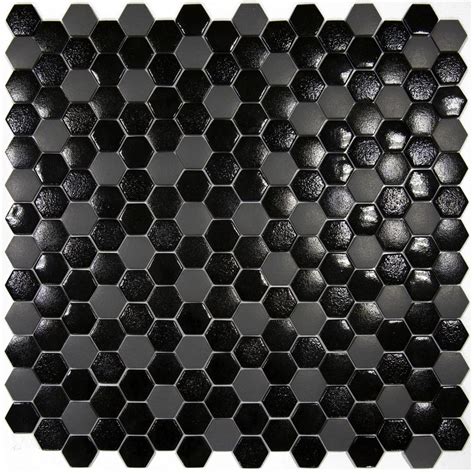 Hisbalit Obklad Skleněná černá Mozaika Texturas Luna Hexagony 23x26