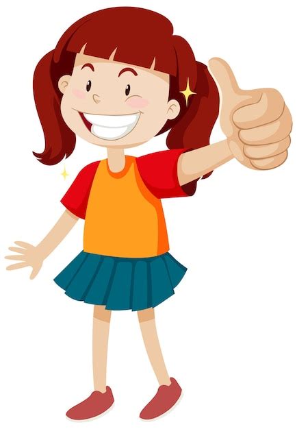 Free Vector A Girl With Thumb Up Posing In Happy Mood Isolated