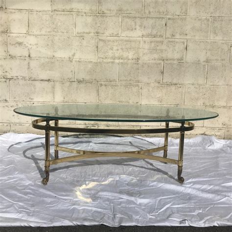 Antique brass glass top coffee table. Vintage Brass and Beveled Glass Coffee Table | Chairish